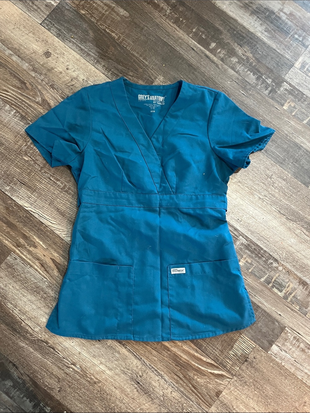 Grey's Anatomy Teal V-Neck Scrub Top with Front Pockets